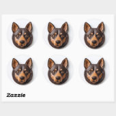 Sticker Rond Kelpie Chien australien 3D inspiré (Feuille)