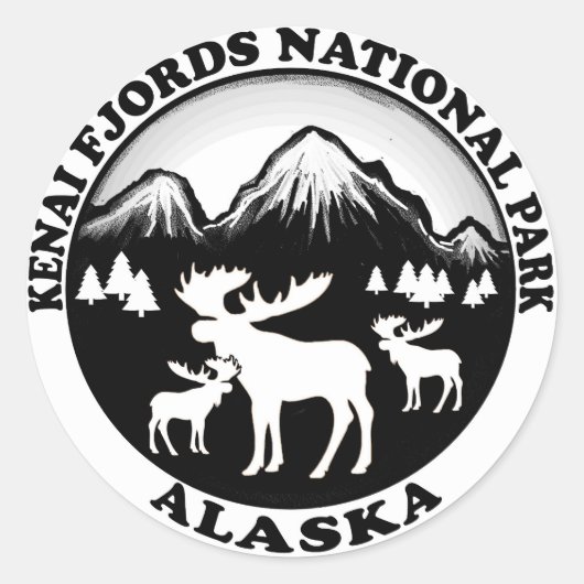 Sticker Rond Kenai Fjords National Park Alaska moose cercle (Devant)