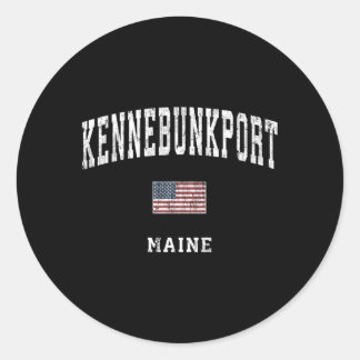 Sticker Rond Kennebunkport Maine Me American Flag Sports