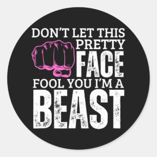 Sticker Rond Kenpo Karate Girl I'm A Beast Funny Women American