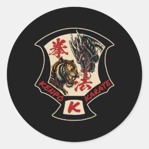 Sticker Rond Kenpo Karate Martial Art Self Defense Tiger Dragon
