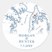 Sticker Rond Kent Island Destination Mariage Élégante Enveloppe (Devant)