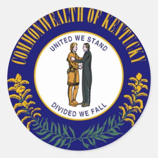 Sticker Rond Kentucky : Drapeau d'État américain du Commonwealt (Devant)