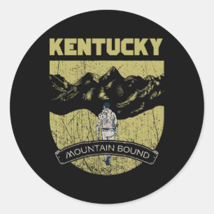 Sticker Rond Kentucky lié à la montagne Randonnée Camping Rando