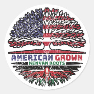 Sticker Rond Kenya Kenya États-Unis États-Unis États-Unis Arbre