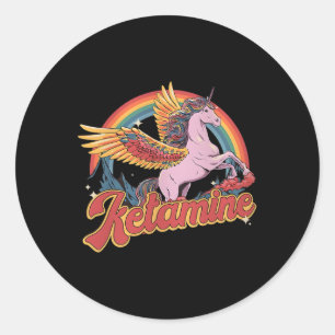 Sticker Rond Kétamine humoristique Cheval Urgence Drôle Santé m