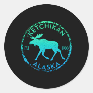 Sticker Rond Ketchikan Alaska Moose Gradient déçu
