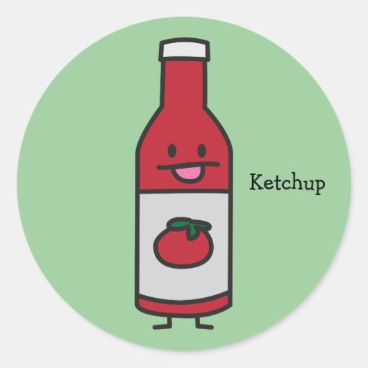 Sticker Rond Ketchup Bouteille Sauce tomate Table condiment fan (Devant)