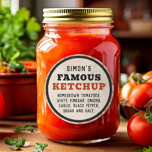 Sticker Rond Ketchup de tomate fait maison modifiable avec pann
