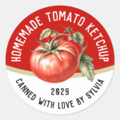Sticker Rond Ketchup de tomate maison modifiable avec tomate ro (Devant)