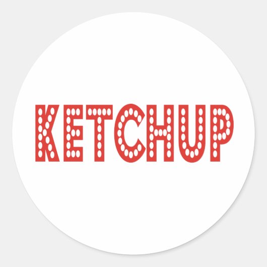 Sticker Rond Ketchup Produits & Designs! (Devant)