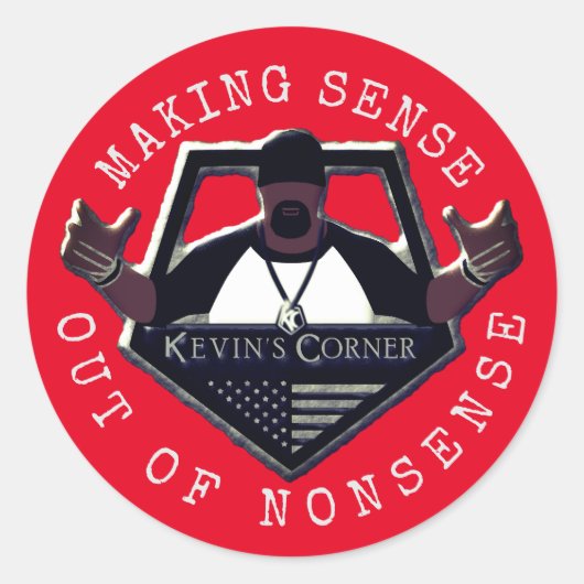 Sticker Rond Kevin's Corner fait sens de l'absurdité (Devant)
