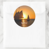 Sticker Rond Key West, coucher de soleil et voiliers, (Sac)