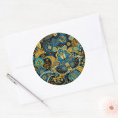 Sticker Rond Khokhloma bleu (Enveloppe)