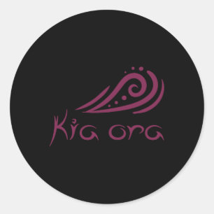 Sticker Rond Kia Ora Bonjour Vague En Maori Néo-Zélandais Lynés