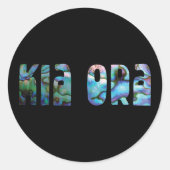 STICKER ROND KIA ORA KIWI ACCUEILLE PAUA (Devant)
