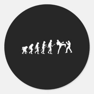 Sticker Rond Kick Mma Kickboxing Boxeur Boxe Évolution Humaine 