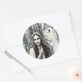 Sticker Rond Kickapoo Indian Brujah White Wolf art original (Enveloppe)