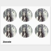Sticker Rond Kickapoo Indian Brujah White Wolf art original (Feuille)