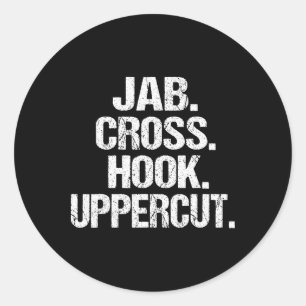 Sticker Rond Kickboxer Drôle Et Sarcastique Jab Crochet Supérie