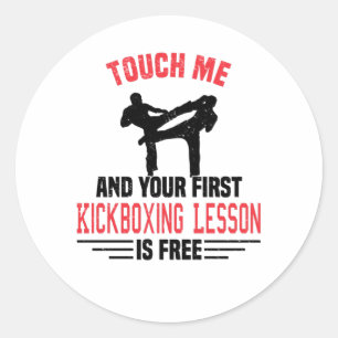 Sticker Rond Kickboxer Kickboxer Martial Arts Boxer Sparring
