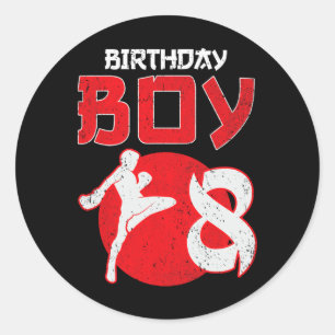 Sticker Rond Kickboxing 8 ans Anniversaire Mma Arts Martiaux B