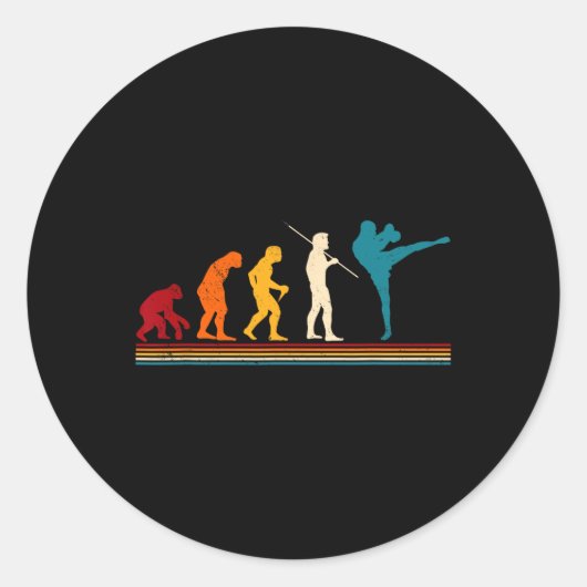 Sticker Rond Kickboxing Evolution Kickboxer Karate Boxing Mma (Devant)