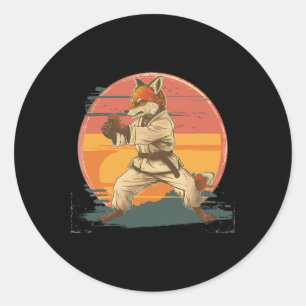 Sticker Rond Kickboxing Fox Arts Martiaux Karaté Jiu-jitsu Mma