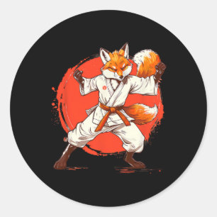 Sticker Rond Kickboxing Fox Taekwondo Karaté Mma Drôle Arts Mar