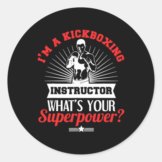 Sticker Rond Kickboxing Instructor Kickboxer Job Title  (Devant)