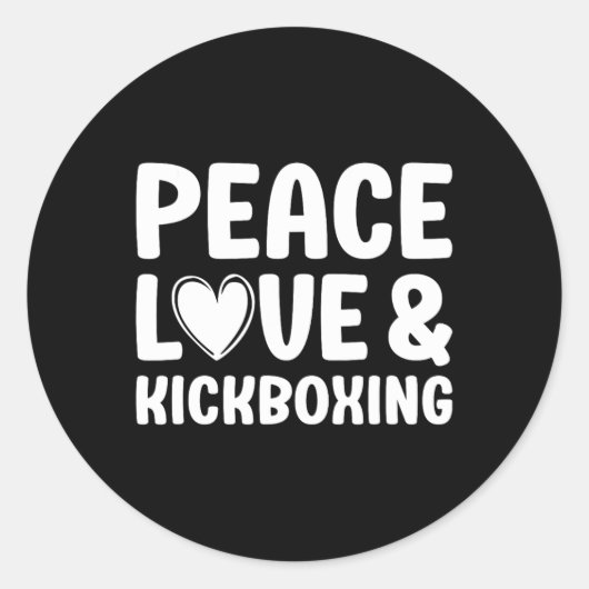 Sticker Rond Kickboxing J'aime Kickboxing Kickboxer (Devant)