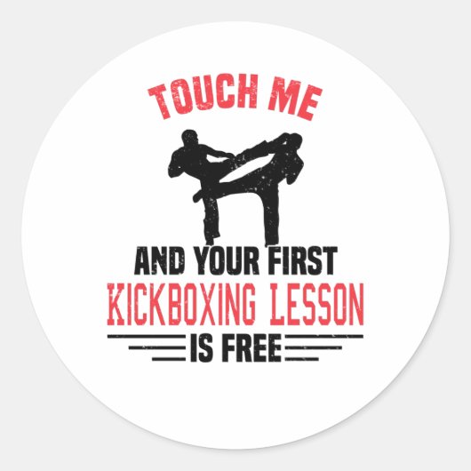 Sticker Rond Kickboxing Kickboxer Martial Arts (Devant)