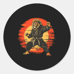 Sticker Rond Kickboxing Lion Taekwondo Mma Judo Artwork Martial