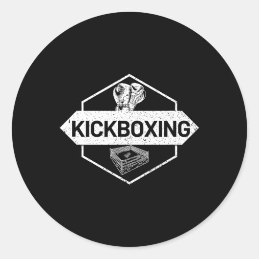 Sticker Rond Kickboxing sur le ring (Devant)