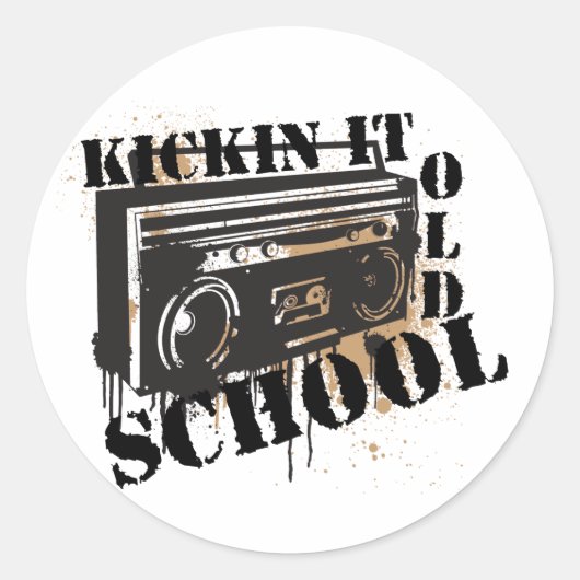 Sticker Rond Kickin It Old School (Devant)