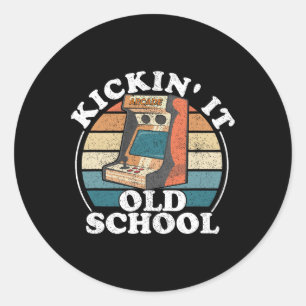 Sticker Rond Kickin It Old School Retro 80s Arcade Jeu vidéo G