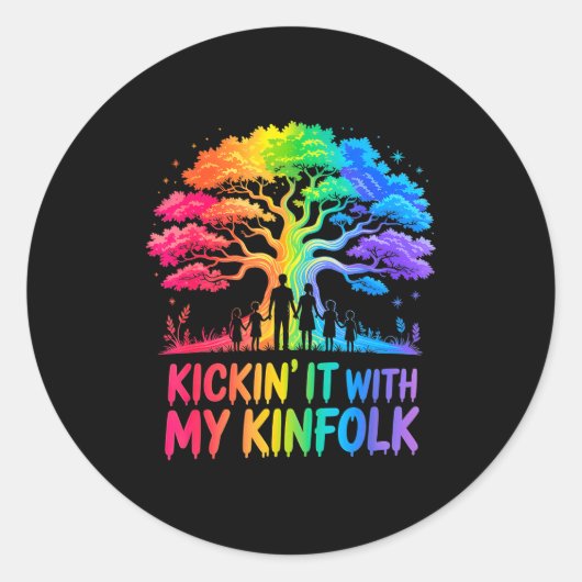 Sticker Rond Kickin' It With My Kinfolk Funny Family Reunion  (Devant)