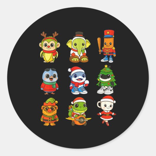 Sticker Rond Kid Brainrot Pajama Christmas 2025 Holiday Los Dic (Devant)