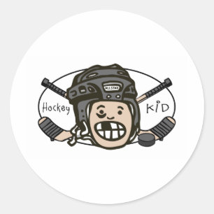 Sticker Rond Kid de hockey noir