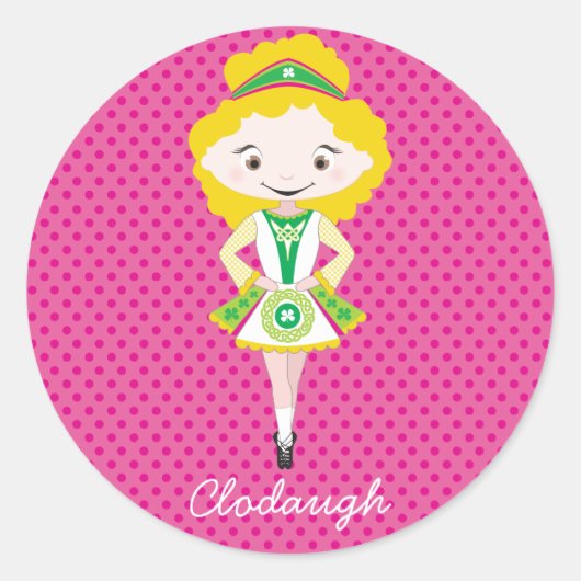 Sticker Rond KIDLETS :: Danseur irlandais blonde (Devant)