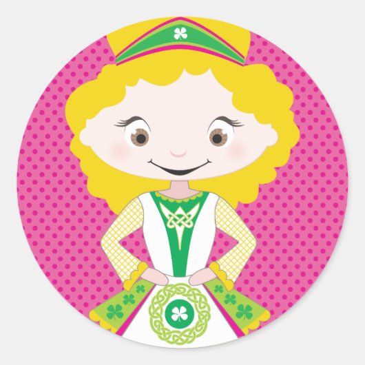 Sticker Rond KIDLETS :: Danseur irlandais blonde (Devant)
