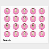Sticker Rond KIDLETS danseuse irish dansant cheveux brun (Feuille)