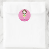 Sticker Rond KIDLETS danseuse irish dansant cheveux brun (Sac)