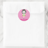 Sticker Rond KIDLETS danseuse irlandaise dansant cheveux noirs  (Sac)