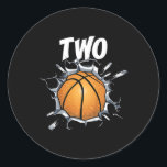 Sticker Rond Kids 2 Year Old Basketball Birthday Party Theme 2<br><div class="desc">Enfants de 2 ans Basketball Anniversaire Thème de fête 2ème Garçon Fille Cadeau</div>