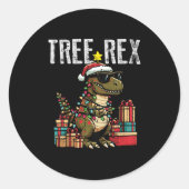 Sticker Rond Kids Christmas Dinosaur Tree Rex Xmas Trex Toddler (Devant)