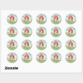 Sticker Rond Kids Cute Farm Animal Barnyard Birthday Favor (Feuille)