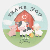 Sticker Rond Kids Cute Farm Animal Barnyard Birthday Favor (Devant)