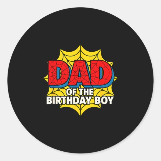Sticker Rond Kids Dad Of The Birthday Boy Sder Theme Party Matc (Devant)