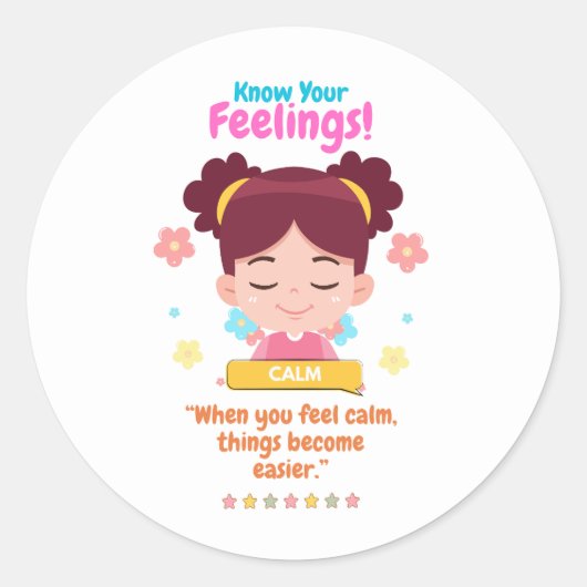 Sticker Rond Kids Emotion Featuring Calm (Devant)